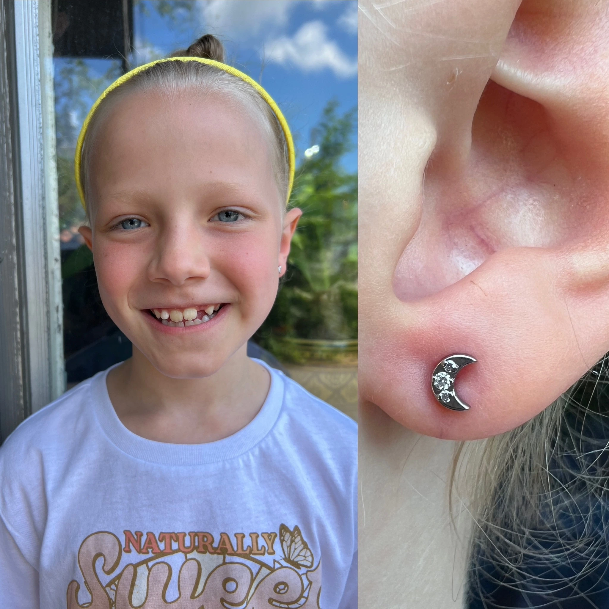 Childrens earlobe piercings