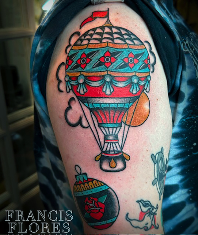 Francis Flores traditional hot air ballon tattoo color