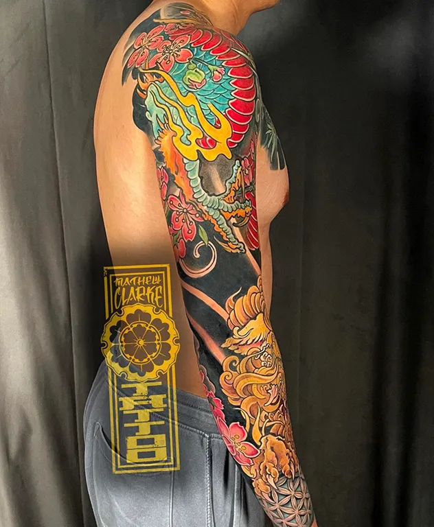 Dragon-foo-dog-tattoo-sleeve-side-view
