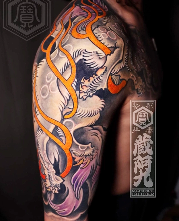 Kitsune Fox tattoo by Mathew Clarke