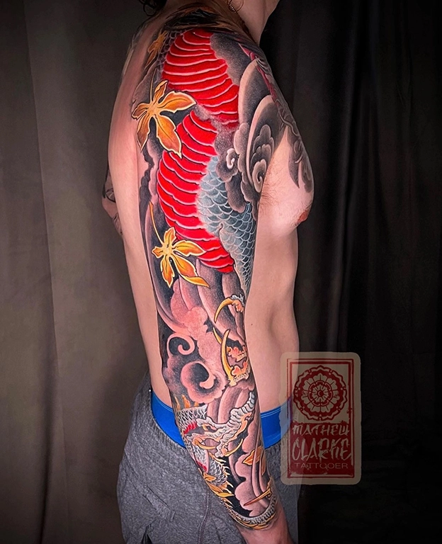 japanese koi sleeve tattoo side